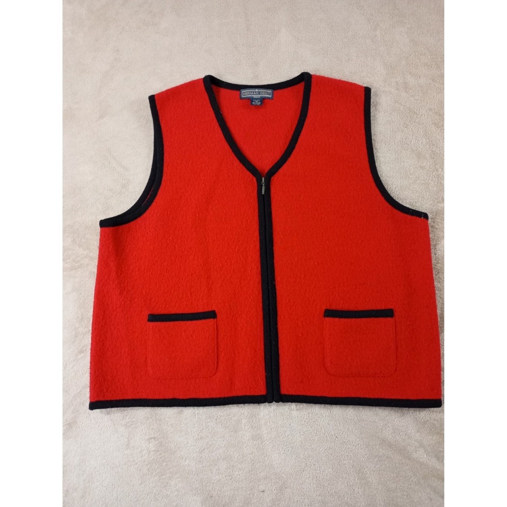 Herman Geist Wool Vest Women‎ size XXL Red Black EUC